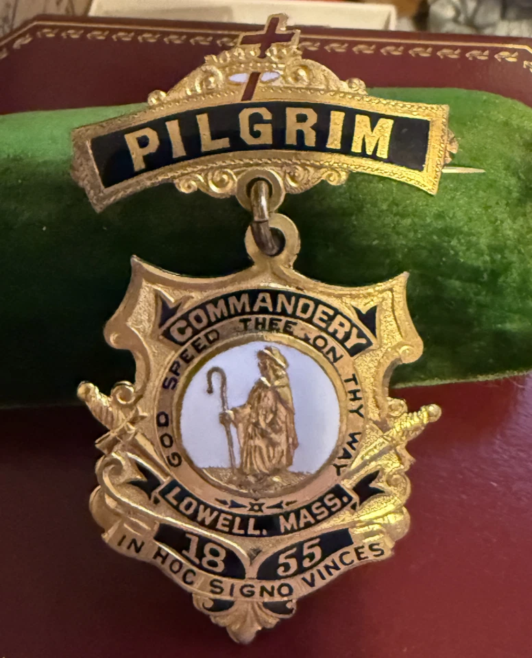 De Colección Caballeros Templarios Peregrino Medalla Esmalte Lowell Mass. E.L. Lodge & Co. Prov R.I. Foto 2 de 4