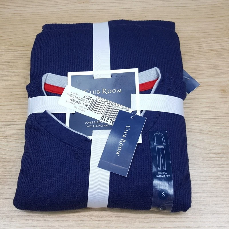 CLUB ROOM Sleepwear Mens Small Blue Thermal Waffle Jogger Pajama Set Lounge PJs - Image 2 of 4