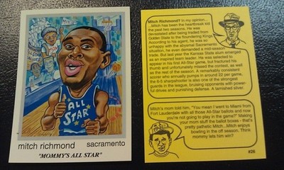 Mitch Richmond Sacramento Kings 92-93 NBA Cartoon Skinnies RARE ODDBALL