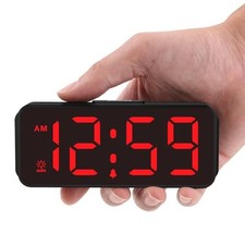 Small Mini Battery Powered Digital Alarm Clocks for Bedrooms Red Digits