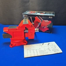 NEW Vintage Sears 3 1/2" Red Bench Vise 5175 with Swivel Base and Pipe Jaws NOS