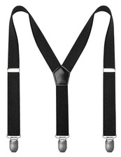 Solid Color Child Kids Suspender with 3 Strong 30inch 6years-5Feet Tall Black