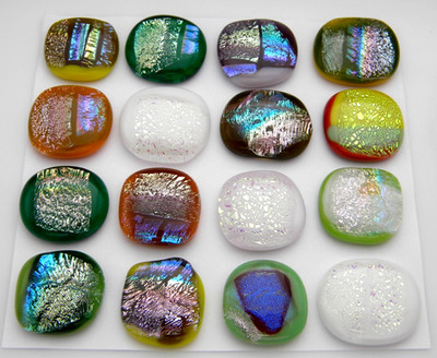 Lot of 16 pcs DICHROIC FUSED GLASS pendant (M8) CABOCHON HAND MADE MOSAIC