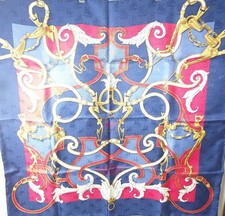 Limited HERMES Carr 90 Imperial Studies L INS TRUCTION DU ROY Scarf Blue Red Us