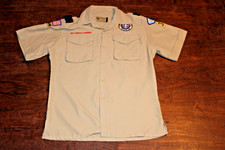 Boy Scouts of America BSA Youth Shirt Tan Large Vented Poly Microfiber Soft