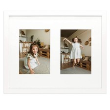 Golden State Art, 11x14 White Wood Frame with White Mat - Displays Two 5x7