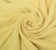 Sushila Vintage Yellow Sari Remnant Scrap Crepe Hand Embroidered Craft Fabric