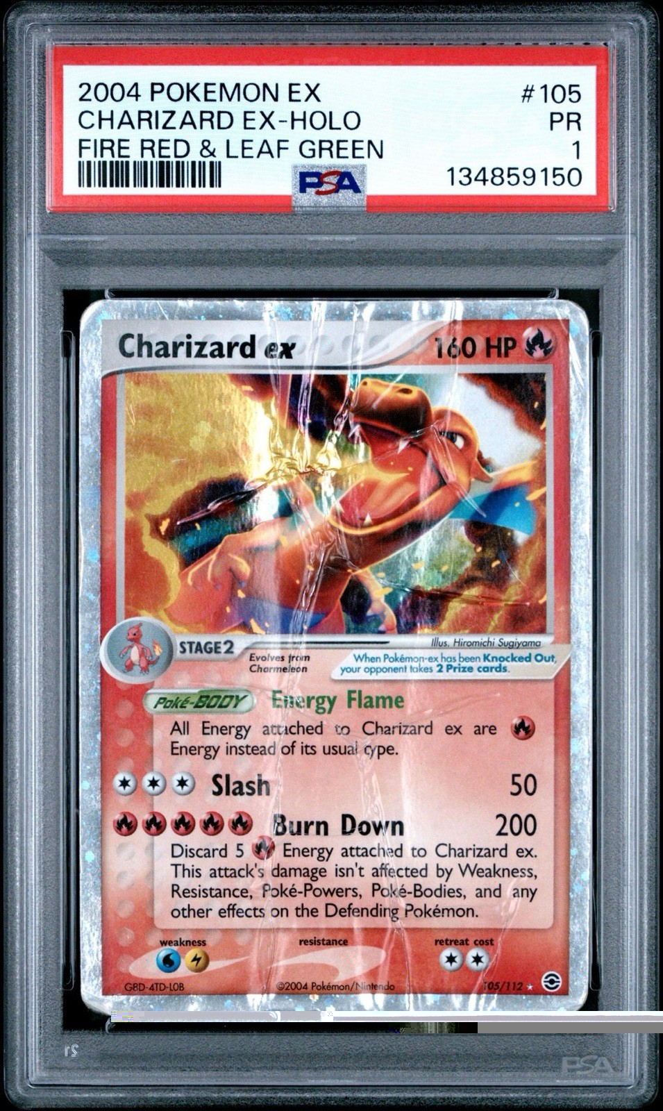 PSA 1 PR 2004 Pokemon EX Fire Red & Leaf Green Charizard EX Holo Foil 105/112
