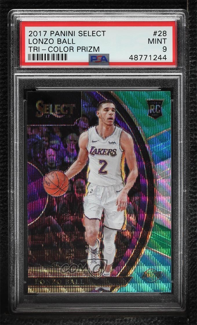 2017-18 Panini Select Concourse Tri-Color Prizm Lonzo Ball #28 PSA 9 MINT 1u6