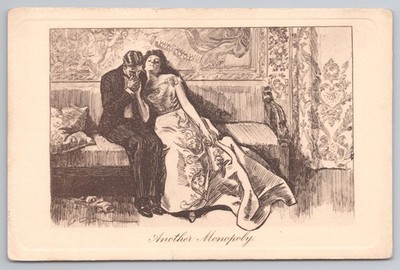 c1905 Lebenskomödie Postkarte, ein anderes Monopoly, elegante Romanze Gibson Stil