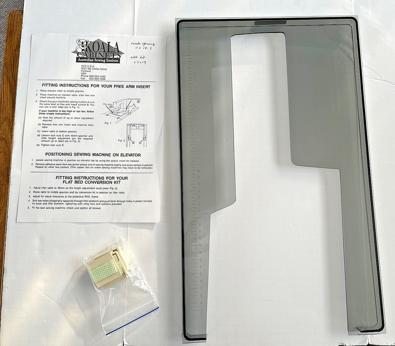 NEW - KOALA Acrylic Sewing Machine Insert for VIKING DESIGNER 1 Sewing Machines