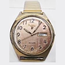 Vintage Pulsar Y5638059 180281 A1 Gold Round Men s Watch Date