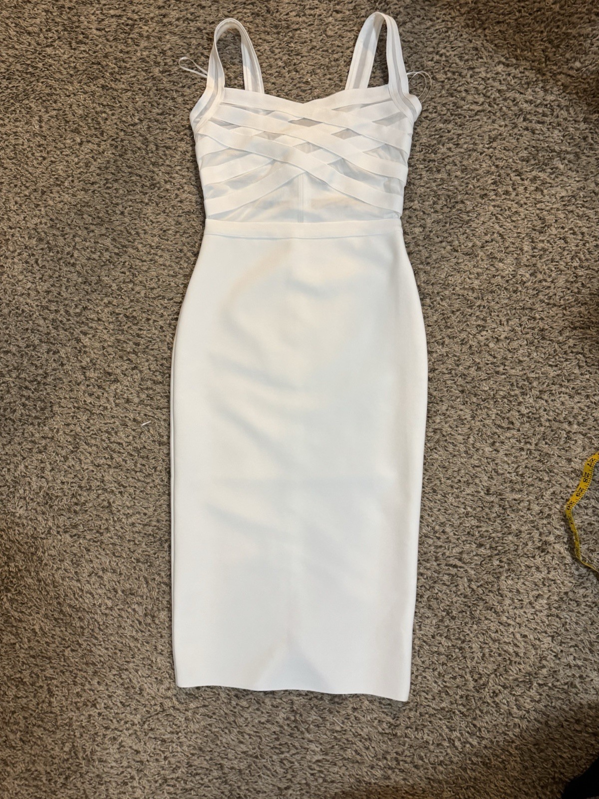 NEW Fashion Nova Paige Body Sculpt Off Shoulder White Midi Dress Size S Bandage