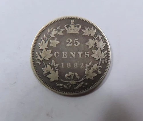 Canada Queen Victoria Sterling Silver 25 Cents 1882 H Heaton Semi Key V. SCARCE