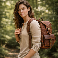 Handmade Genuine Full Grain Leather Backpack   Vintage Travel Laptop Bag