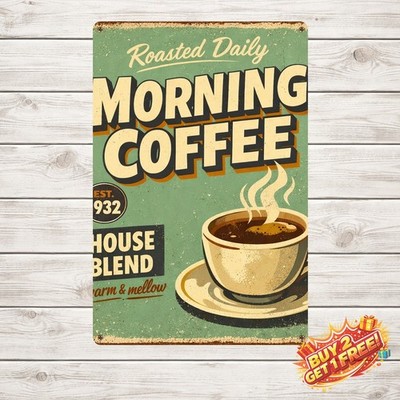 Fresh Brewed Coffee Served Here Metal Tin Sign 8x12 Kitchen Decor