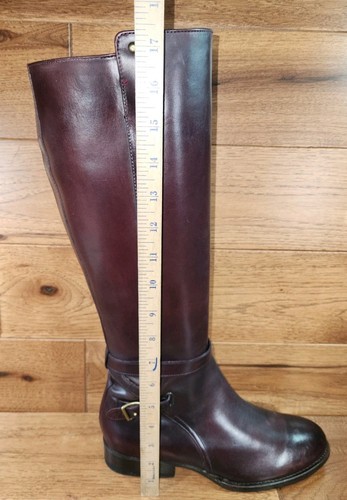 Frye Woman's Burgundy Cordavan Color Leather Tall Riding Boots Side Zip Size 8 B - Afbeelding 17 van 24
