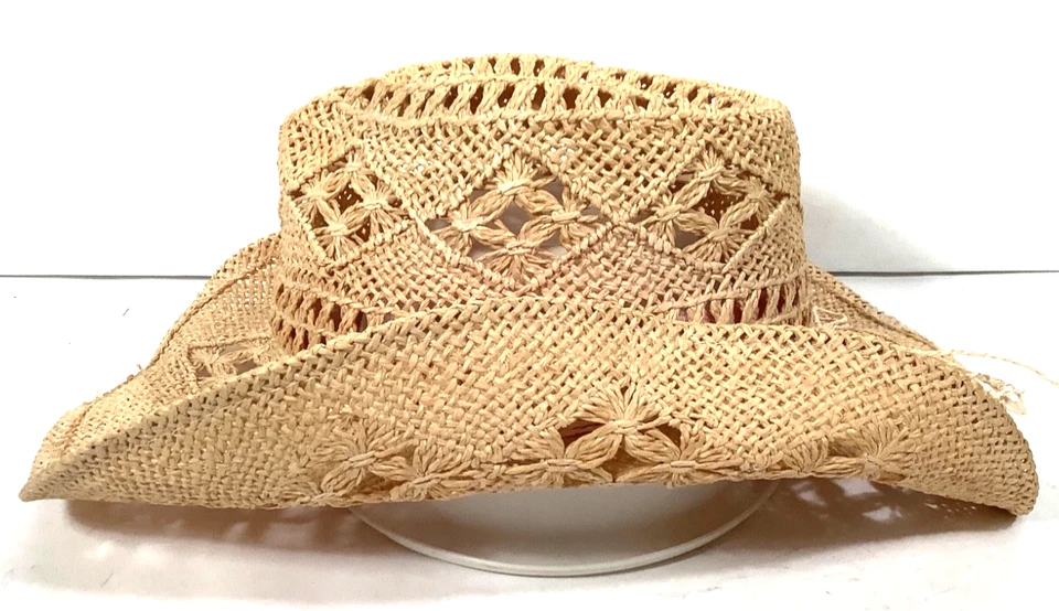 Summer Straw Hat Sun Hat Cowgirl Hat Straw Cowboy Hat for Women w/Shapeable Brim - Image 4 of 4