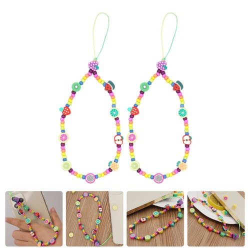 2Pcs Beaded Bracelet Lanyard Phone Wrist Pendant Strap Phone Pendant Rope - Zdjęcie 12 z 12