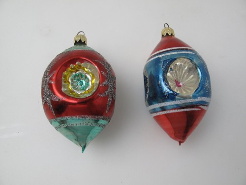 4" Vintage 2 Quecksilber Glas vier Seiten Einzüge Weihnachtsschmuck Polen? - Bild 6 von 8