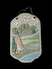 Slate Welcome Sign Golf Theme Plaque Home Exterior/ Porch Decor 13" x 8"