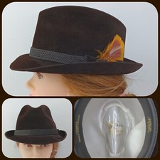 Dobbs Fifth Avenue Fedora Hat Vintage New York Hunter Brown 6-3/4 Small