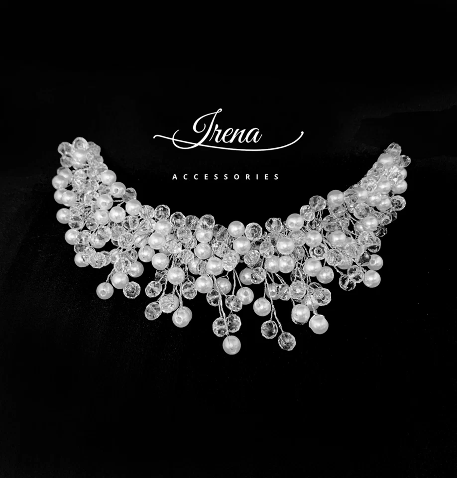 Lujo Novia Mujeres Tiaras Hechas a Mano Boda Accesorios para el Cabello Perlas Cristal Foto 4 de 4