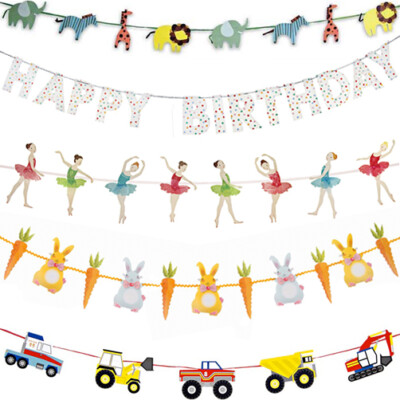 KINDER PARTY BANNER WIMPEL GIRLANDE Geburtstag Weihnachten Ostern Haus Garten Deko