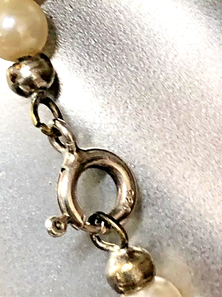 AAA+ COLLANA di PERLE AKOYA GIAPPONE 6 mm ACQUA SALATA ROTONDE CREMA ARGENTO 925 - Immagine 3 di 4