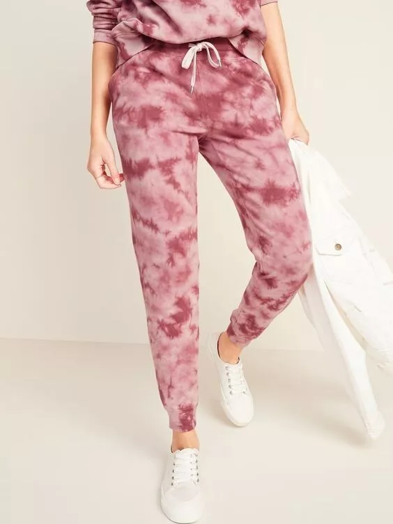 Old Navy Vintage Street Jogger Pants Small Pink Tie Dye Drawstring