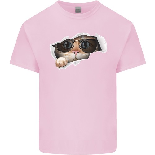 a Funny Cat Peeking From a Ripped Top Mens Light Cotton T-Shirt - Picture 13 of 29