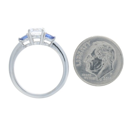 Platinum Semi-Mount Engagement Ring 6-6.5mm Center w/ Sapphires .40ctw - Picture 5 of 6