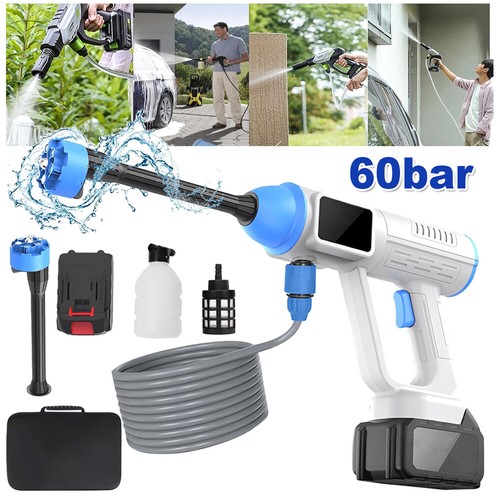 Akkus + 60Bar Akku Hochdruckreiniger Auto Mobiler Druckreiniger Spritzpistole