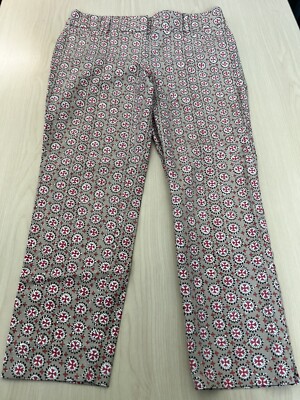 LOFT MARISA ''Riviera'' CROP STRETCH PANTS PINK/TAN/WHITE Size 2P (30''x23'')
