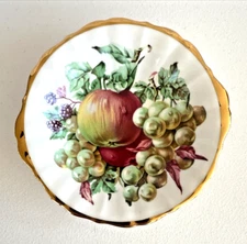 Regency England Saucer Bone China Fruit Design 5.5" Wide Apple Grapes Berries