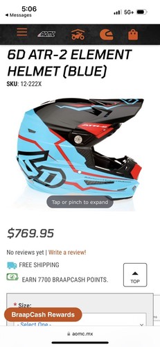 6D ATR-2 Element Helmet Blue with Red Size Large New - Picture 7 of 7