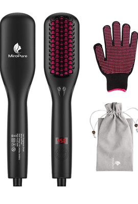 MiroPure Hot Hair Straightener Brush Professional Straightening Ionic Comb HC009