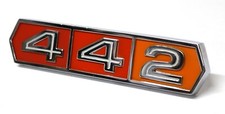 New 442 Rear Trunk Emblem For 1966-67 Olds Cutlass Deck Lid Tri-color Badge New 442 Rear Trunk Emblem For 1966-67 Olds Cutlass Deck Lid Tri-color Badge