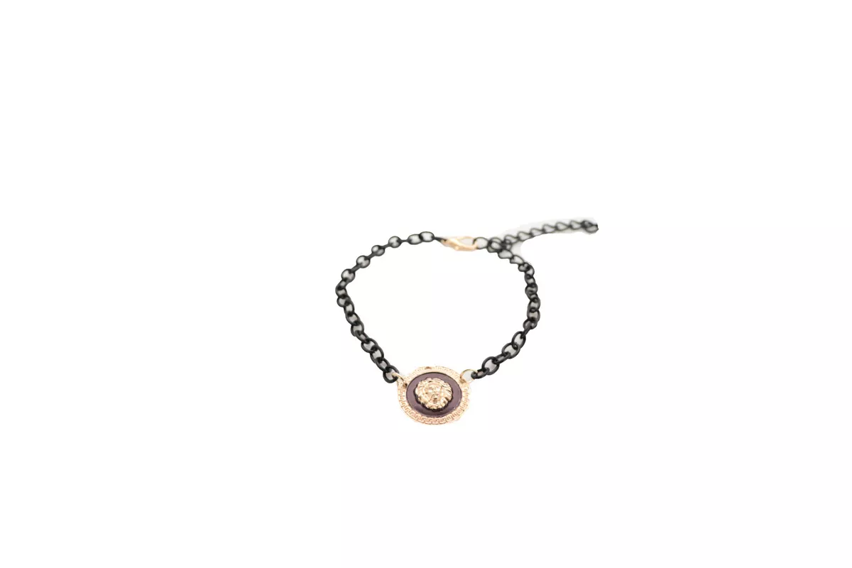 Women Black Metal Chain Boot Bracelet Shoe Anklet Gold Lion Charm