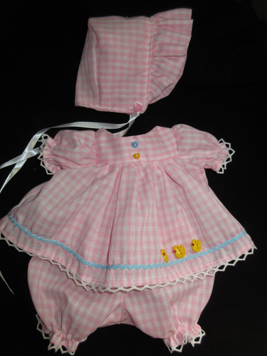 3 PIECE GINGHAM & DUCKIES DRESS SET FOR 12" VOGUE BABY DEAR DOLL