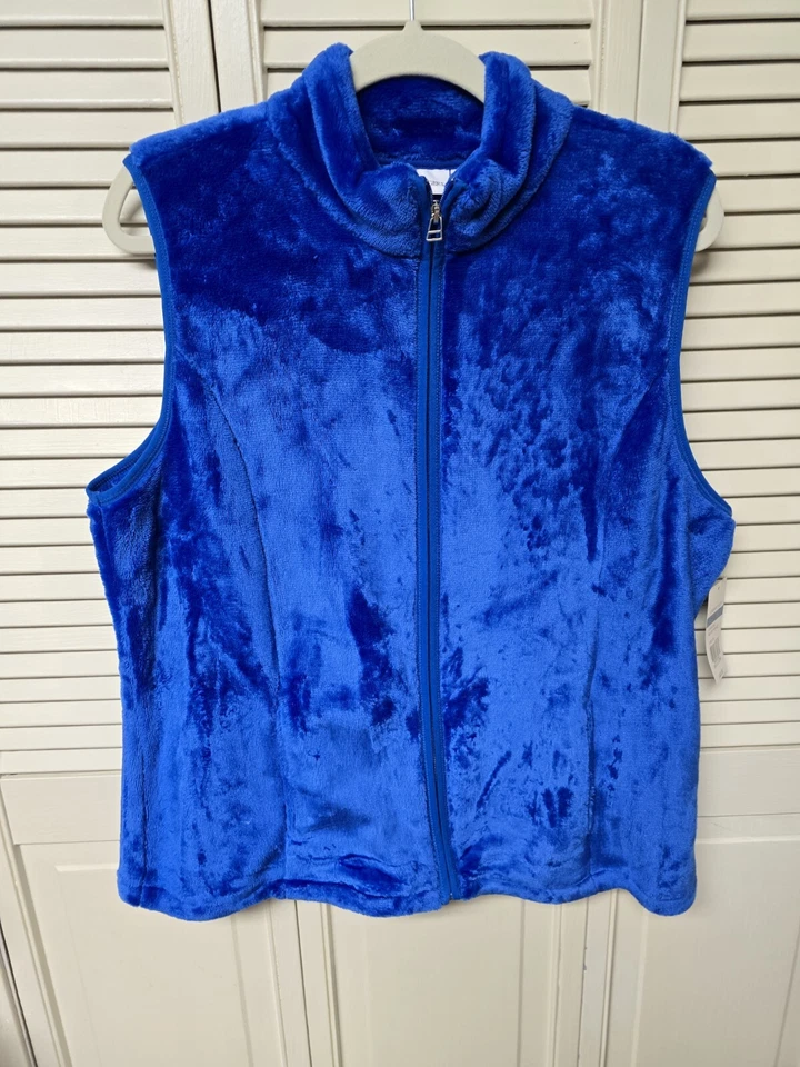NUEVO CON ETIQUETAS Para mujeres Kim Rogers Chaleco de Vellón Sin Mangas Chaleco de Conejo Bolsillos-Talla XL Azul Foto 2 de 4