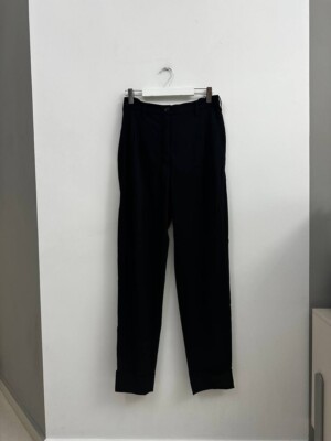 Jil Sander $795 Pleat Cuff Black All Season Casual Dress Pant Trousers Womens 36