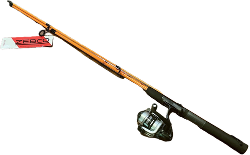 ZEBCO SPIN Fishing Reel w 6 ft Orange SPLASH Medium Light Spinning Rod