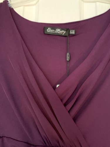 Ever Pretty Purple Party Aline Gathered 3/4 Sleeve Dress Sz 10 - Picture 4 of 12