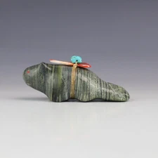 NATIVE AMERICAN ZUNI SERPENTINE BEAVER FETISH BY LELAND BOONE & DAPHNE QUAM