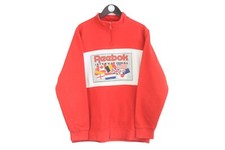 Vintage Reebok International Sweatshirt 1/4 Zip Size L Big Logo 00s Jumper