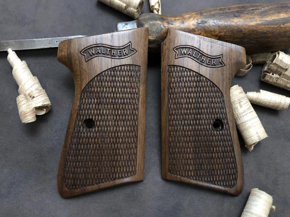 Рукоятки из орехового дерева Walther PPK/S. Ручная работа. Клетчатый бриллиант. БЫСТРАЯ ДОСТАВКА ПО США - Изображение 3 из 4
