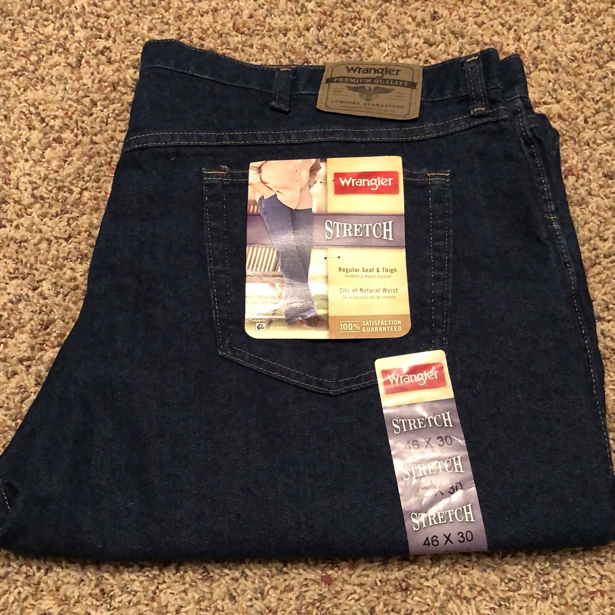 Wrangler Regular Fit Stretch Denim Men's Jeans 46x30
