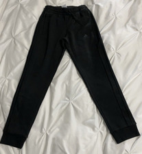 Men's Adidas 3 Stripe French Terry Tapered Cuff Pants Small Black/Black NWT