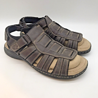 Dockers Brown Leather Sandal Men's 10M Open Toe Hook & Loop 90-23119 Comfortcore